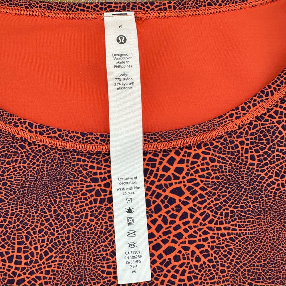 Lululemon Wunder Train Cropped Long Sleeve Shirt, Crackle Glaze Vintage Orange 6 - Picture 8 of 12